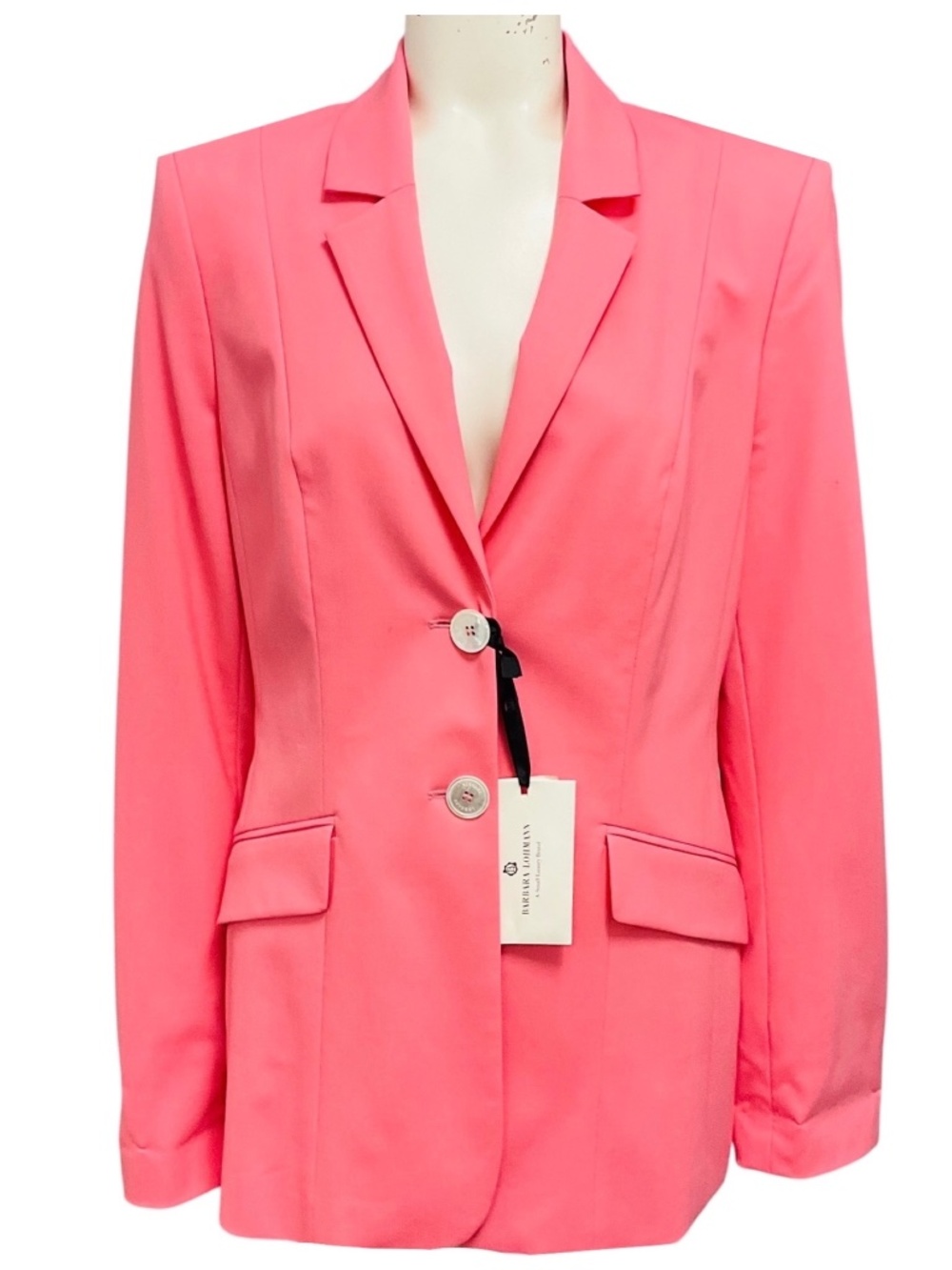 BARBARA LOHMANN CANDY PINK THORA CREPE TWO BUTTON BLAZER / JACKET